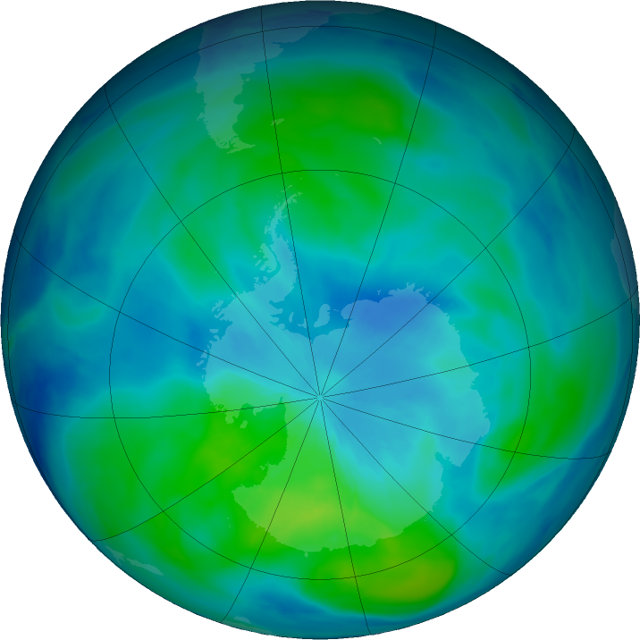 Antarctic ozone map for 17 March 2024